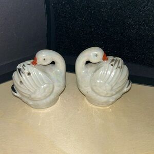 White Swans Salt & Pepper Shakers - Vintage
